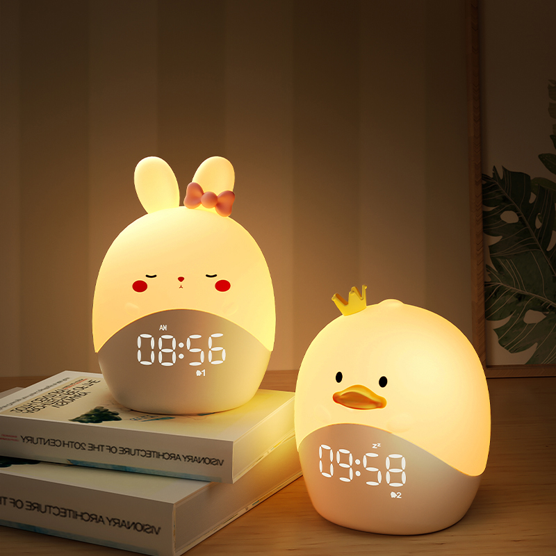 智能闹钟儿童女孩学生专用电子夜灯可爱2021新U款起床神器叫醒