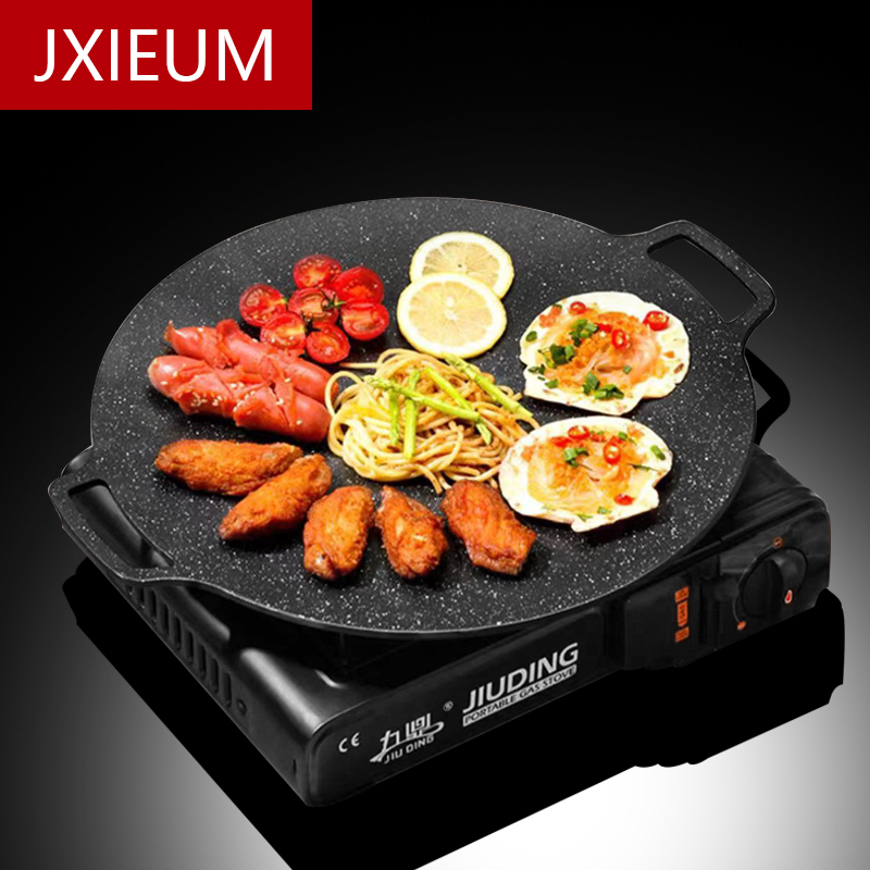 韩式烧烤盘户外麦饭石卡式炉不粘烤肉锅I家用燃气电磁炉铁板烧煎