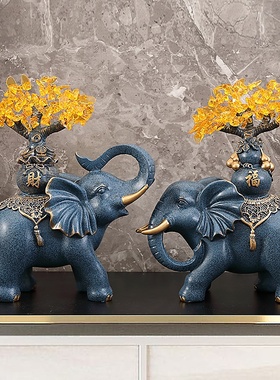 招财大象摆件乔迁开业礼物送朋友玄关办公室客厅酒柜X电视柜装饰