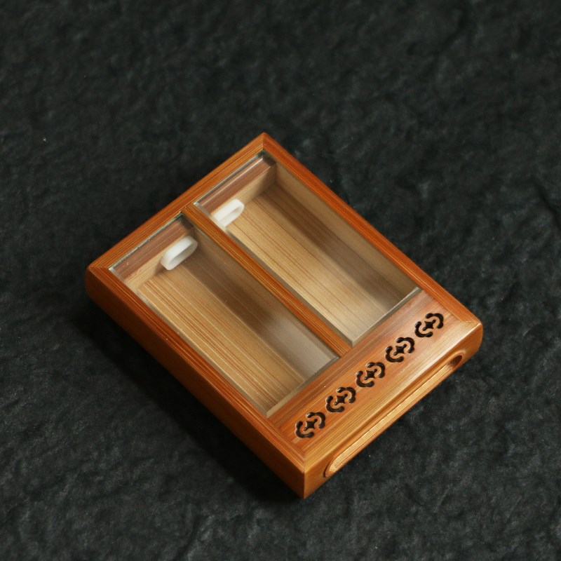 如意斋精制老玉竹双室虫s蛉盒鸣虫盒黄蛉盒竹器虫具文玩虫玩竹迹