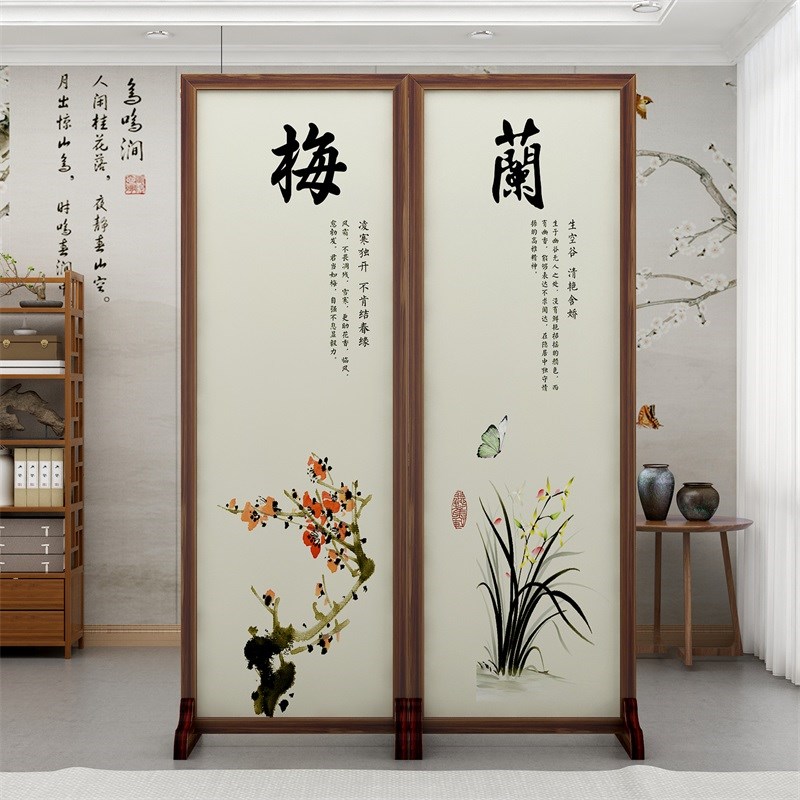 高档中国风实f木屏风隔断玄关客厅折叠移动新中式房间分割神器卧