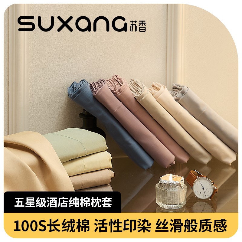 五星级酒店100支新疆长绒棉枕套单个全棉48c74Ucm一对装拍2