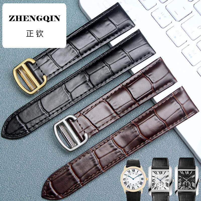 适用卡地亚坦克solo伦敦钥匙牛皮表带男蓝气球坦克真皮女手表维修