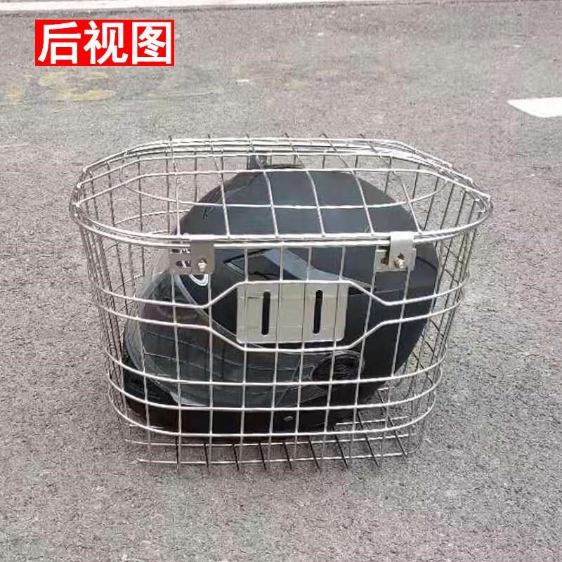 202320f1不锈钢带盖实心大号车筐车篮车篓子带锁扣电动自行车前后