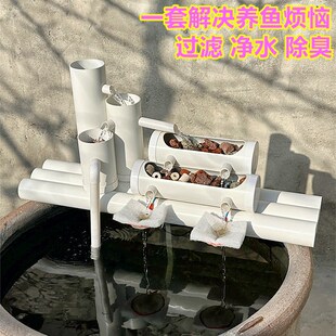 静音自动增氧陶瓷流水摆件净水循环鱼缸J过滤系统水缸瀑布造景整
