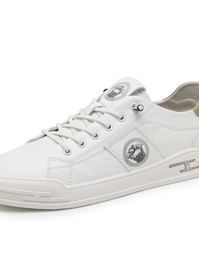 男鞋秋季透气2023新款一脚蹬薄款男士韩版L百搭平板鞋白色休闲皮