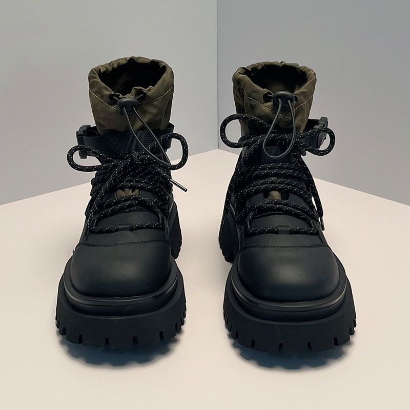 马丁靴男款高筒秋冬加绒厚底增高A鞋中筒户外登山工装靴子雪地短