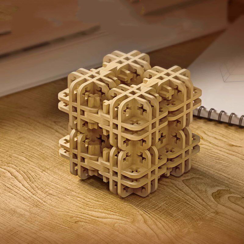 木质3D立体拼图机械魔方无限翻转榫卯结构积木益智解压玩具木制