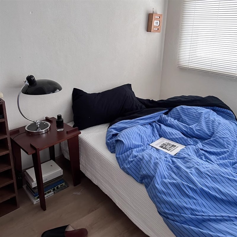 简约条纹单个被套单件全棉双人单人被V罩色织水洗棉