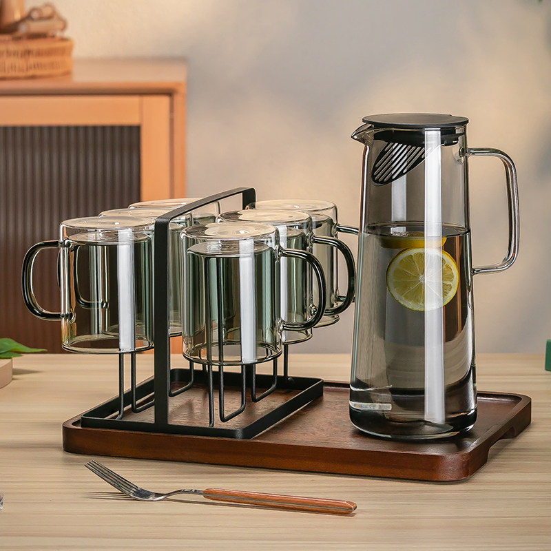 高颜值双层玻璃j咖啡杯耐高温加厚水杯拿铁防烫透明茶杯带把手杯