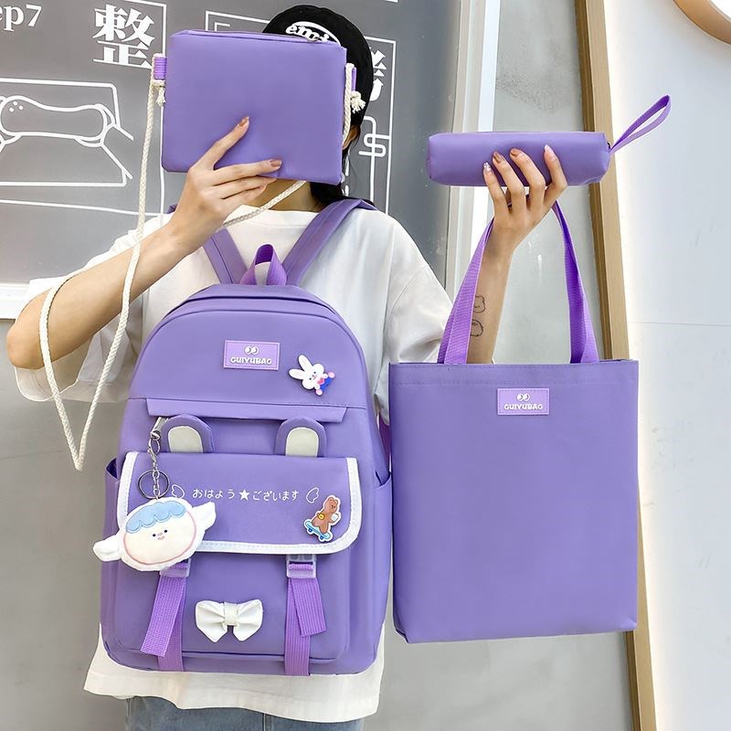 新款小学生书包可爱男女v双肩包韩版揹包卡通兔耳朵牛津布透气