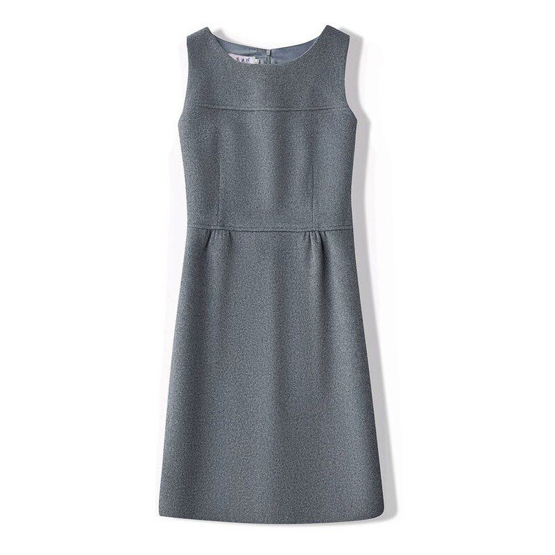 无袖圆领羊毛呢连衣裙女中长款2025秋冬百搭外穿背心马甲裙呢子裙