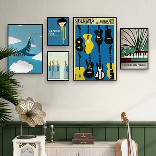 音乐主题装饰f画琴行琴房钢琴上方挂画教室抽象艺术海报背景墙壁