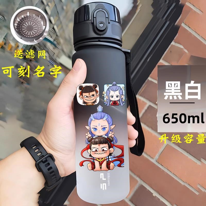 哪吒儿童水杯新款2025夏季男B学生上学专用杯子防漏防摔直饮水壶