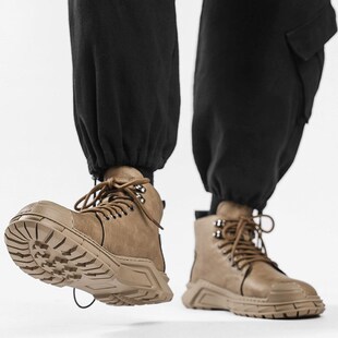 马丁靴男鞋2023年新款秋冬x季高帮工装靴男士中帮潮皮靴子男款厚