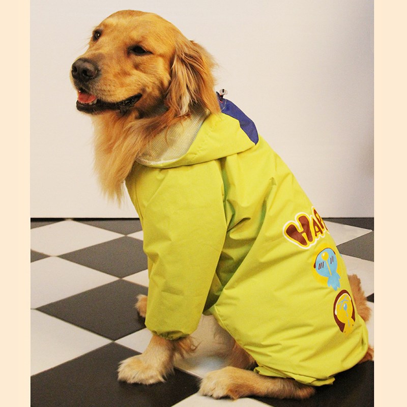 中型大型犬狗狗加厚雨衣四脚防水大帽檐可爱卡Q通雨披边牧萨摩金