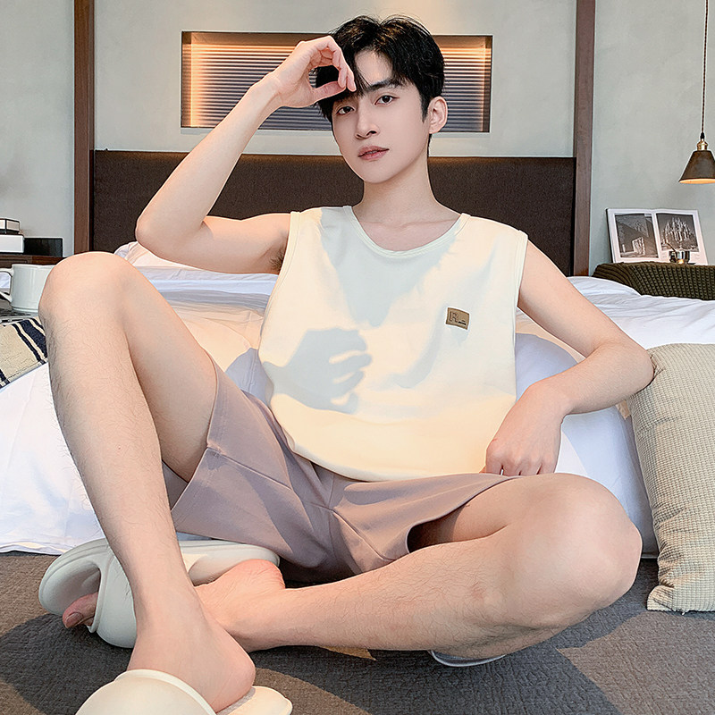纯棉睡衣男夏季2024新款背心无袖短裤男士夏天薄款家居服大码套装