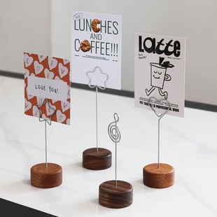 实木底座标签夹桌面照片夹台签小卡片夹支架名片展示架菜品展示牌商品价格牌酒水标价牌菜名介绍牌餐牌广告夹
