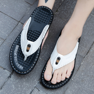 夏季 沙滩皮凉拖鞋 男士 男室外个性 男潮流外 凉z鞋 人字拖男2021新款