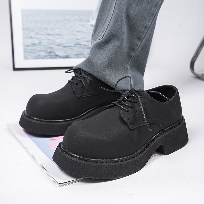 厚底德比鞋子增高大头鞋低帮马丁靴英伦休闲皮鞋R高级感男士小皮