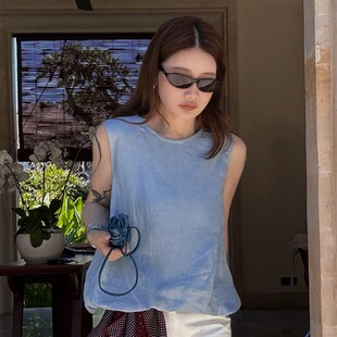 新款 亚麻马甲2025夏季 女老钱风透气吊带背心上衣 昭和 CHU楚妞