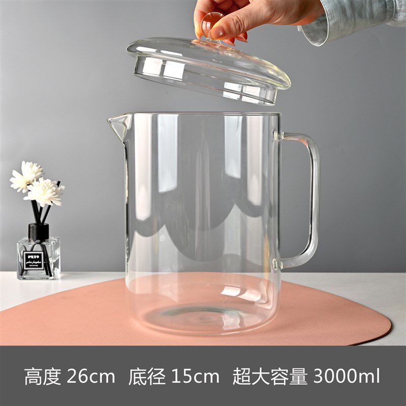 3L超大耐热玻璃杯高硼硅耐v热玻璃壶冷水壶微波炉黑晶炉扎啤果汁