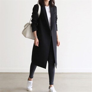 大码 2024春秋新款 双排扣直筒小西服女潮 外套中长款 韩版 宽松西装
