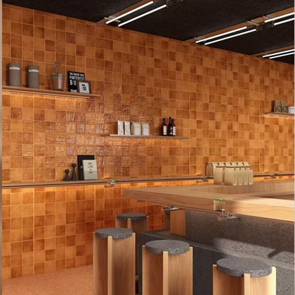 全瓷凹凸面亮f光琉璃釉仿手工砖瓷砖400800厨房浴室格子长条墙