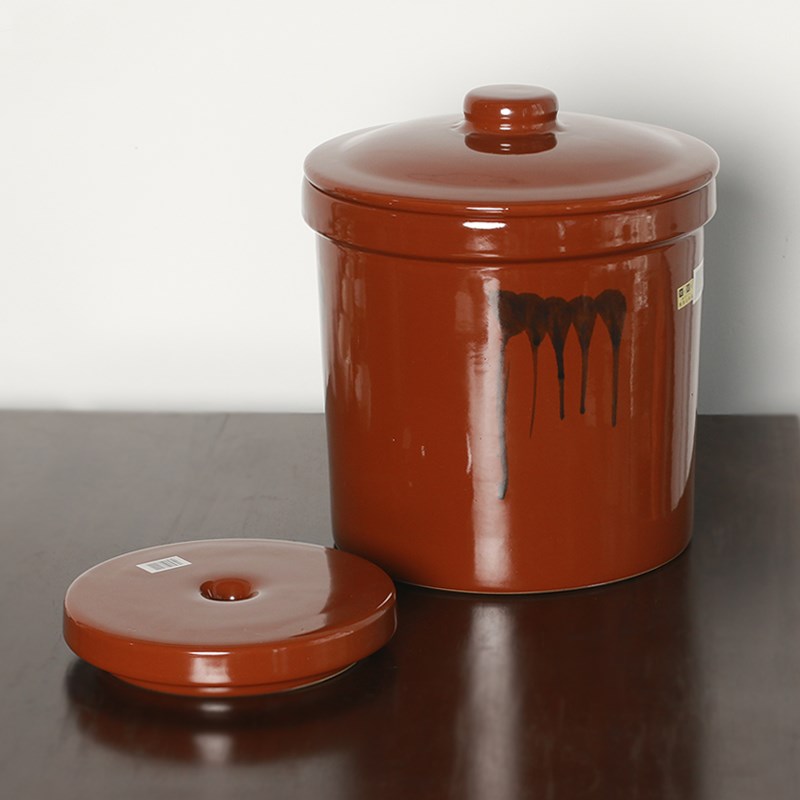 峻叔厨房a 常滑烧大容量9L腌渍罐泡菜坛陶瓷缸大罐带重石腌咸菜缸