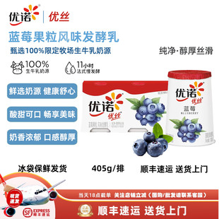 蓝莓酸奶蓝莓果粒优丝酸奶405g yoplait优诺法式 蓝莓味3杯