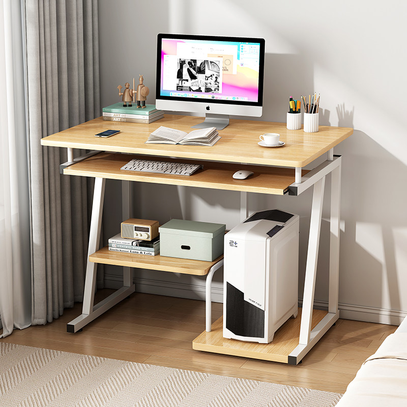 小户型电脑桌学生家用简易办公桌书桌书架一体带架子卧室写字桌子