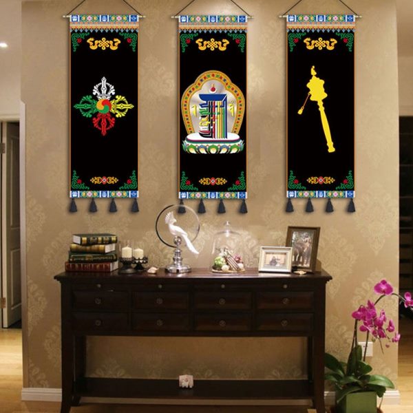 西藏吉祥挂画布艺民族风挂布藏族家庭装饰挂毯画民宿酒店壁画定制图片