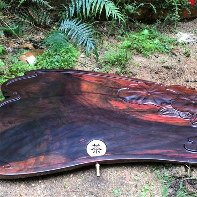 老挝大红酸枝中式茶盘实木u整块手工雕功夫茶台茶海简约茶具干泡
