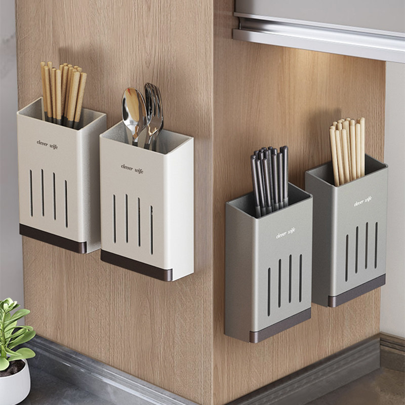 厨房筷子收纳盒壁挂筷子筒家用台面勺子筷子篓筷T笼墙上沥水置物