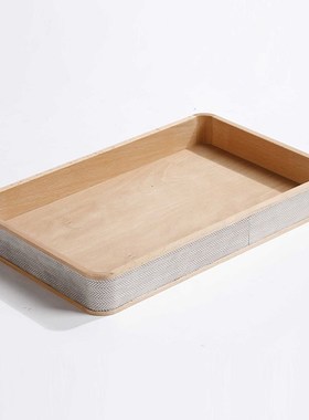 轻奢简约样板间h装饰品实木质长方形托盘卧室餐厅客厅收纳摆盘摆