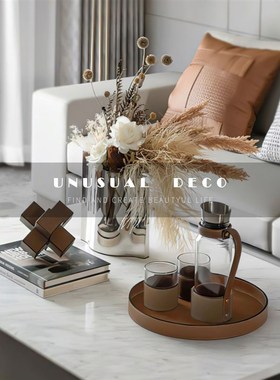 S 简约样板间金属弧形花器搭配售楼处客O厅茶几水具装饰摆件