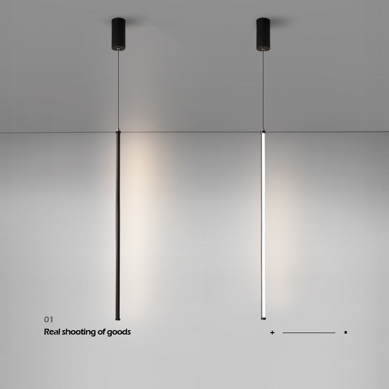 超细极简简约客厅电视背景墙主卧室床头柜长吊线条Y装饰小吊灯