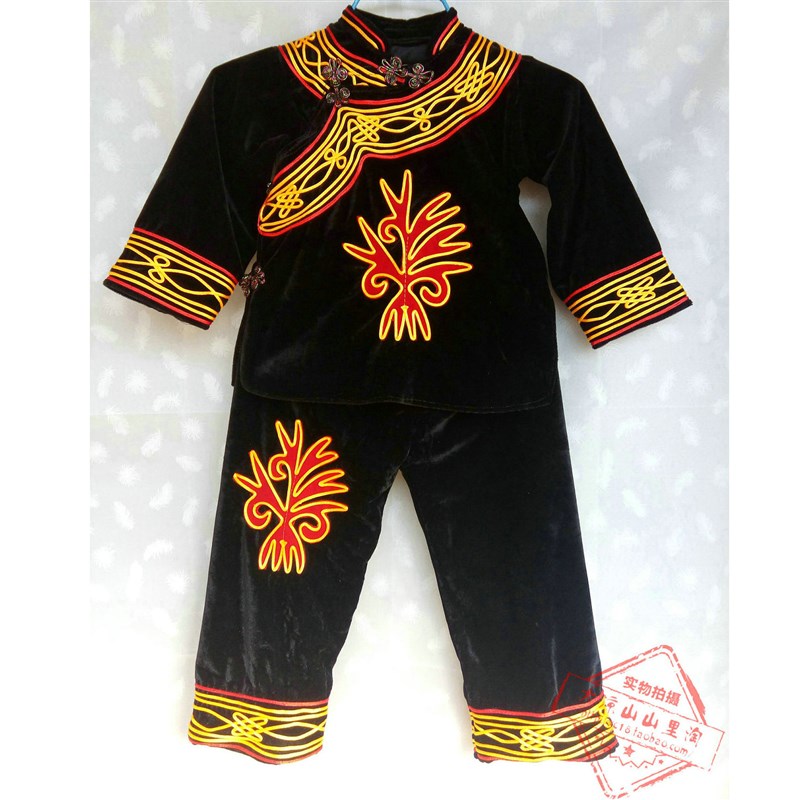 凉山彝族儿童节幼儿园演出服装舞台装男童小娃娃民族特色衣服套装