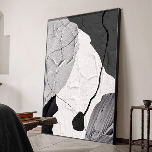 现代简约客厅装饰画黑白抽象艺术挂画H沙发背景墙落地画高级感壁