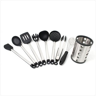 样板房厨房摆件厨具橱柜装饰锅铲硅胶不锈钢厨Q具8件套装软装配饰