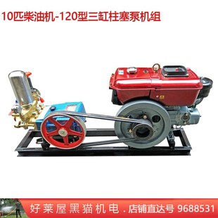 10 12匹柴油机120型三缸柱塞泵4500高山抽水扬程远送打药高压喷雾