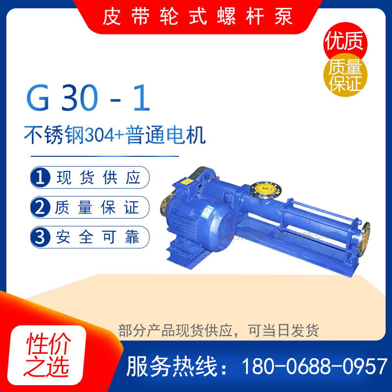 G30-1型皮带轮式螺杆泵 转子式容积泵 分体式输送水泵 污水排污泵