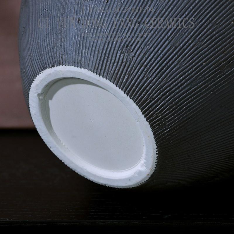 新中式黑色陶瓷罐子粗陶s瓷手工花瓶样板间餐厅客房插花器茶室摆