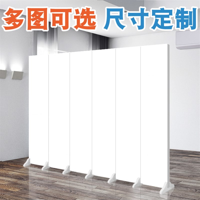 白色屏风实木欧式简约双面空白绘画布艺拉直折屏折叠客厅玄关隔断