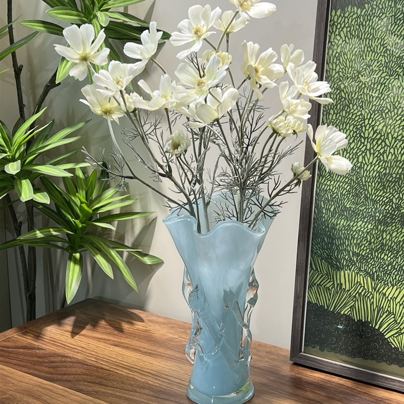 蓝色花边花瓶手工白菜花瓶家居好物客厅摆件卧室摆件桌Z面简约花