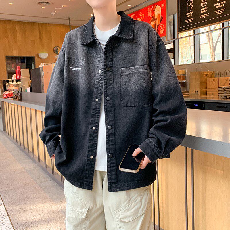 牛仔外套男生春秋季新款青少年初高中学生衬衫夹克男装士潮流上衣