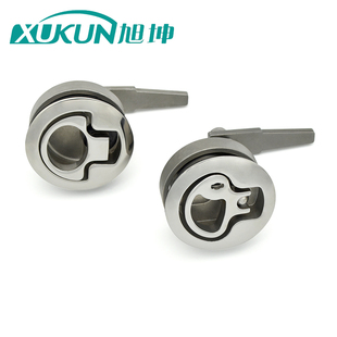 不锈钢316镜面拉环锁船用游艇用圆形拉扣转舌锁.双开撞击锁