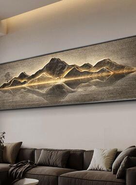 现代简约水客厅装画气带灯发大光山画横JUE版背有靠山饰沙发背景