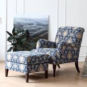 室椅艺椅客厅单人田园风卧格碎花单蓝色布复古沙发实QLT木美式 老