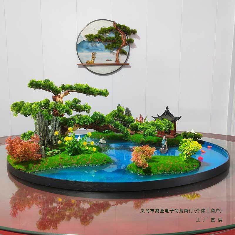 大圆间转盘沙摆件中BTZ餐桌花摆花现代简约餐桌桌上的假花盘盆景